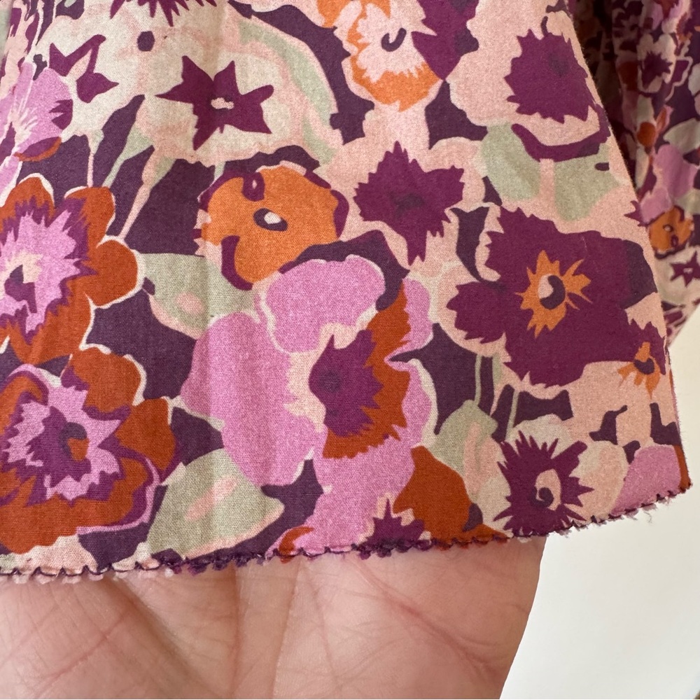 Love the Label Charisma Pink Floral Pleated Ruffle Boho Peasant Blouse S - Picture 7 of 9